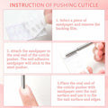 BOMOQING Cuticle Pusher 2PCS & 60 Nail Sand Polishing Tablets Silver Kit
