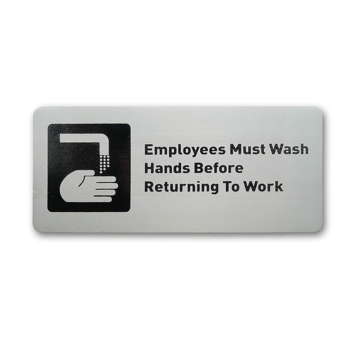 ACFELT Employees Must Wash Hands Sign Aluminum 7x3 Double Sided Tape