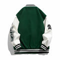 Crazyfire Mens Varsity Letterman Bomber Jacket Leather Sleeves Black Size S