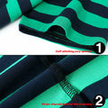 LEDING Stripes Men's Summer Cotton Short Sleeve Crew Neck T-Shirt Green&Blue S
