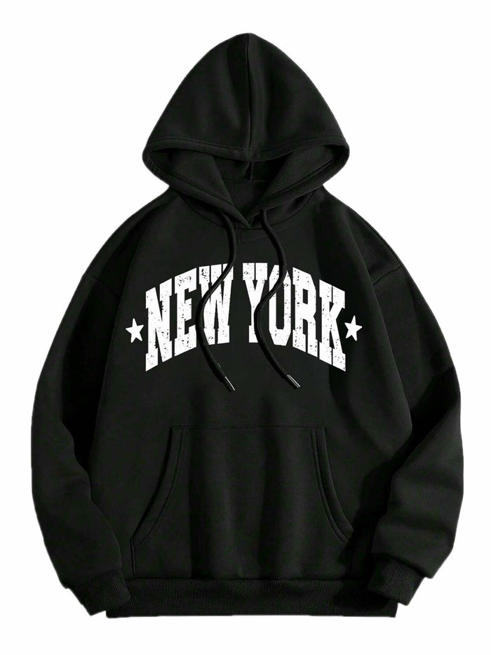 LilyCoco Women's Oversized Graphic Hoodie Sweatshirt Black Size L