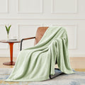CYMULA Knit Throw Blanket Mint Green Lightweight Plush 50x60 inches