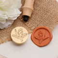 Tulip 3D Embossed Brass Wax Seal Round Wood Handle Vintage Flower Design