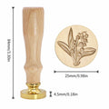 Tulip 3D Embossed Brass Wax Seal Round Wood Handle Vintage Flower Design