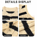 KEOMUD Women's Sleeveless Striped Knit Cardigan Button Vest Apricot Size L