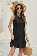 ZLIGXEA Women's Sleeveless Crewneck Ruffle Sundress Casual Summer Dress