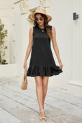 ZLIGXEA Women's Sleeveless Crewneck Ruffle Sundress Casual Summer Dress