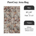 PureCozy 3x5 Taupe Vintage Floral Washable Low Pile Area Rug Classic