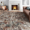 PureCozy 3x5 Taupe Vintage Floral Washable Low Pile Area Rug Classic