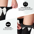 YIGETA Knee High Socks Bow Hold-ups Snag-Resistant Black White