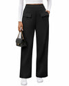 BTFBM Women's High Waisted Stretchy Palazzo Pants Black Size XX-Large