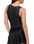 SAUNGKUAI Women's Sexy V Neck Sleeveless Lace Floral Top Bluenova Size L