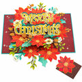 POPWOW Christmas Floral Poinsettia 3D Pop Up Card 5x7 with Envelope
