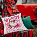 GDJIEGBC Pink Santa Christmas Pillow Cover 18x18 Flannel Holiday Decor