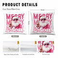 GDJIEGBC Pink Santa Christmas Pillow Cover 18x18 Flannel Holiday Decor
