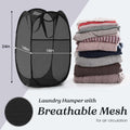 TECHMILLY Collapsible Mesh Laundry Hamper Pop Up w/Handles 2 Pack Black
