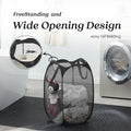 TECHMILLY Collapsible Mesh Laundry Hamper Pop Up w/Handles 2 Pack Black