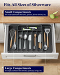 Kitsure Adjustable Cutlery Drawer Organizer Tray 7 Compartments Black
