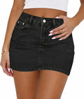 MONCCIZA Women's Denim Mini Jean Skirt Low Waist Blue Size One Size