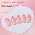 XZMeiLun Rose Pink French Tip Press On Nails Short Almond 30 Pcs