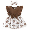 Chichoo Baby Girl Football Ruffle Sleeveless Romper Dress Headband Size 12-18M