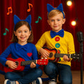 Bonviv Blue Cat Costume Set Ears Bow Tie Tail Kids Adults Halloween