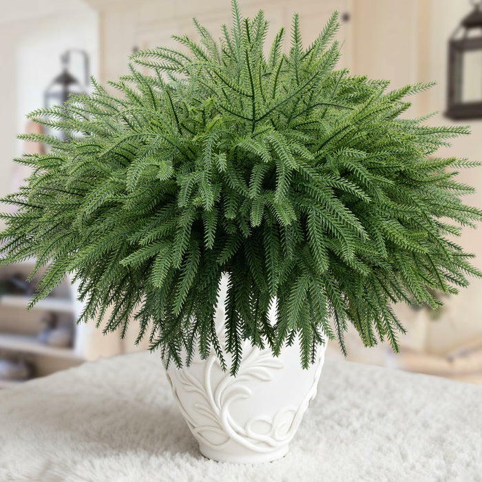 JDKPK 12 Pcs Norfolk Pine Branch 18" Artificial Greenery Green