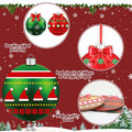 gisgfim 16 Pc Christmas Wooden Ornaments Set Red Green Gold Balls