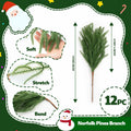 JDKPK 12 Pcs Norfolk Pine Branch 18" Artificial Greenery Green