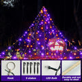 BlcTec Halloween Outdoor Spider Web 19.7x14.7ft White 250 LED Purple Orange