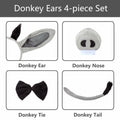 JIALWEN Donkey Costume Set Ears Nose Tail Bowtie Animal Kit Gray One Size