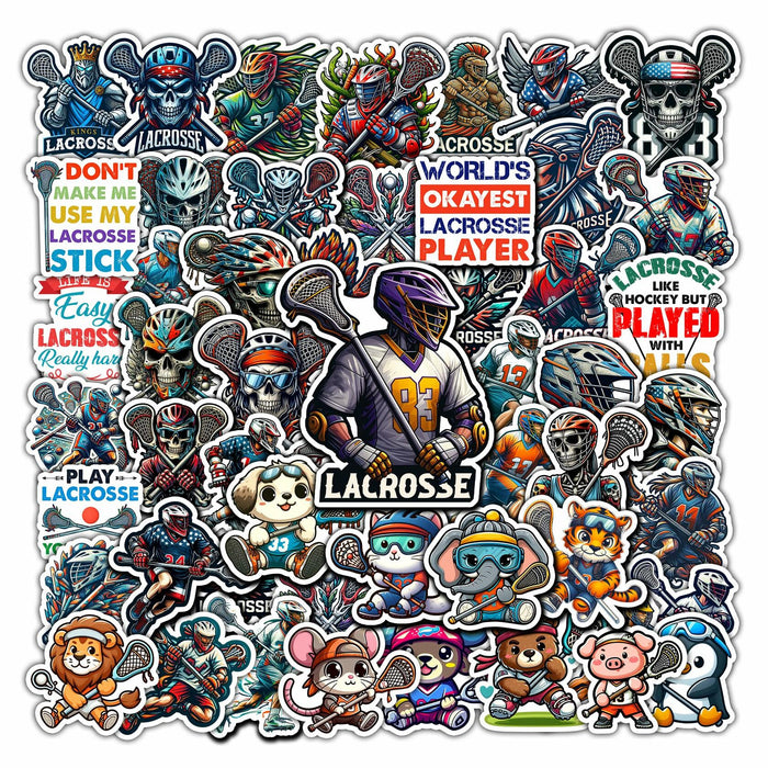 BIGZORO Lacrosse Stickers Waterproof Vinyl Decals 50 PCS Cartoon
