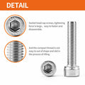NIULUNBAO M10-1.5x80mm Hex Socket Head Cap Screw 304 Stainless Steel 6PCS Silver