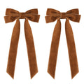Aileam 2PCS Brown Velvet Hair Bows Large Fall Alligator Clips