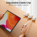 LOTUNY Cable Clips Adjustable Cord Holder White 8 Pack Adhesive