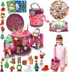 DZLHQON 2025 Kids DIY Christmas Organizer Bucket Pink Stickers Mini Toys
