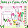 Baderke 150 Pack 12oz Pink Green Plastic Witch Princess Party Cups