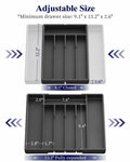 Kitsure Expandable Silverware Drawer Organizer 7Compartments Black 13.2x12.2x1.6