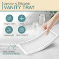 Lavatoria Silicone Countertop Tray 2 Piece Small Bathroom Vanity Organizer White