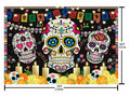 AIBIIN Day of The Dead Backdrop 7x5ft Red Black Mexican Sugar Skull