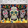 AIBIIN Day of The Dead Backdrop 7x5ft Red Black Mexican Sugar Skull