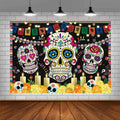 AIBIIN Day of The Dead Backdrop 7x5ft Red Black Mexican Sugar Skull