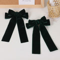 Miroksh Velvet Ribbon Hair Bows Clips Dark Green 2pcs 5.5 Inch