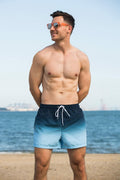 MADHERO Mens Swim Trunks 3 Inch Navy Light Blue Size XL