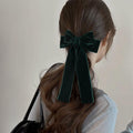 Miroksh Velvet Ribbon Hair Bows Clips Dark Green 2pcs 5.5 Inch