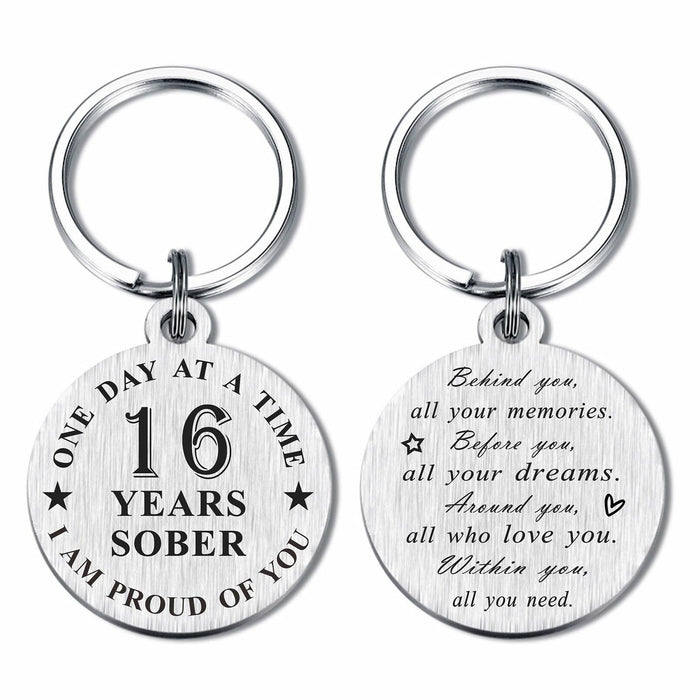 Alotozo 16 Year Sobriety Keychain AA Recovery Gift Men Women