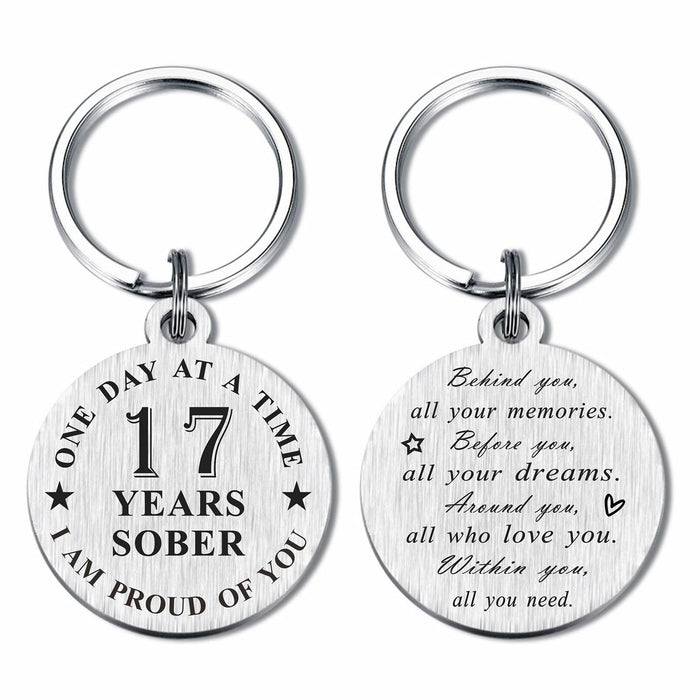 Alotozo 17 Year Sobriety Keychain AA Recovery Gift Men Women