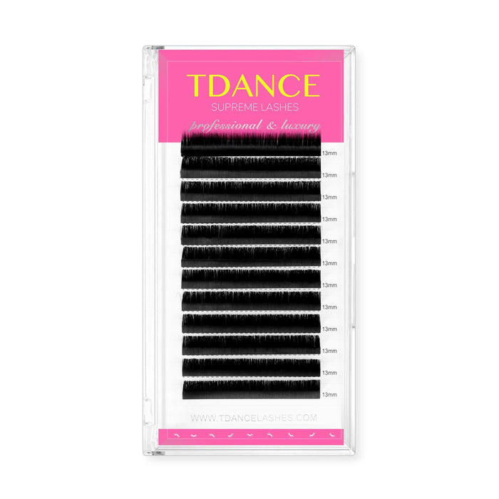 TDANCE Lash Extension Matte Black Curl D 0.15mm Thickness 19mm Size