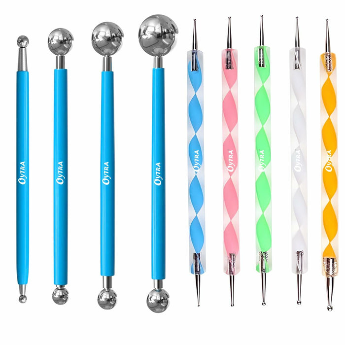 Oytra Dotting Tool Set 9 Pcs Embossing Stylus for Clay Pottery Ceramic