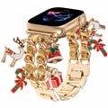 REALSIGN Metal Apple Watch Band Cuban Chain Christmas Bell Gold 42-45mm